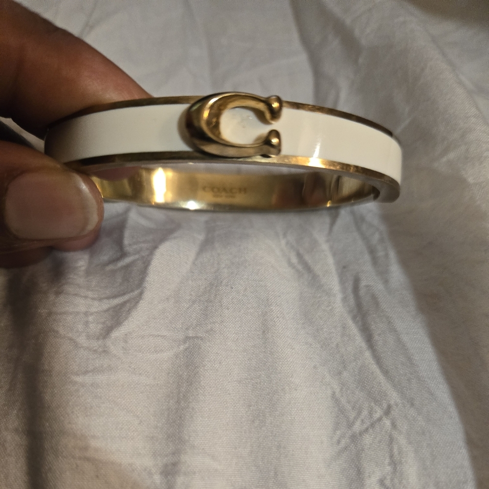 Coach White and Gold Bangle Bracelet